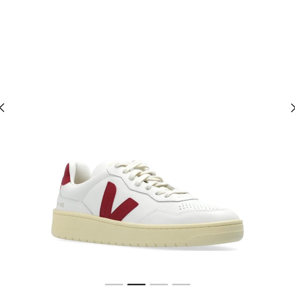 New V-10 Sneakers in White with Red Accents women size 6